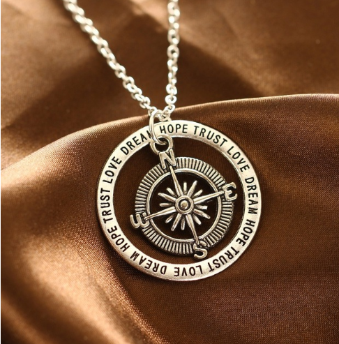 Love Hope Faith Dream Compass Necklace