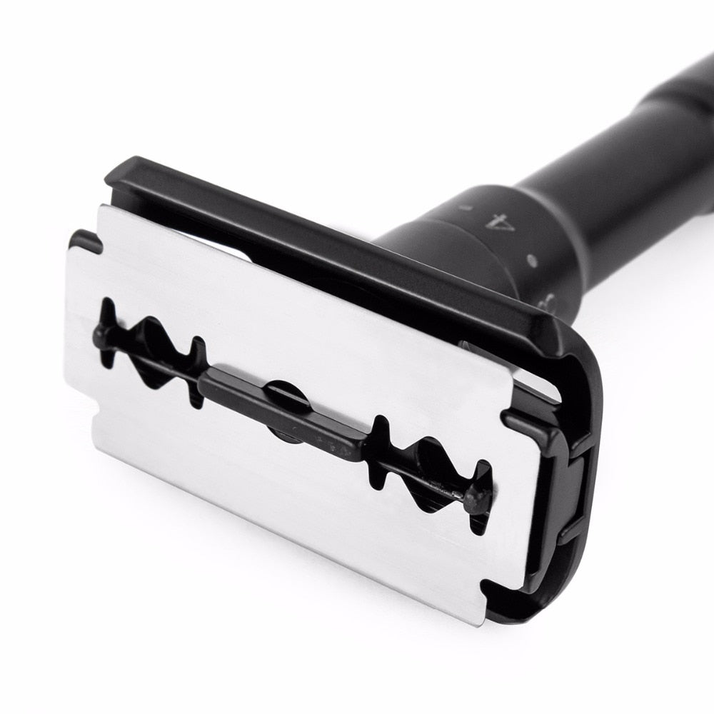 QShave Luxurious Black Adjustable Safety Razor