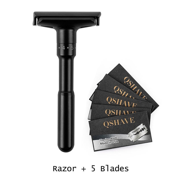 QShave Luxurious Black Adjustable Safety Razor