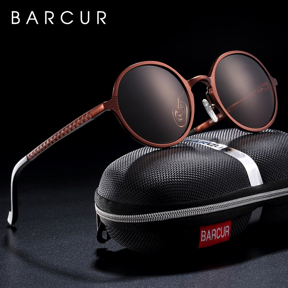 BARCUR,  Luxury Unisex Round Sunglasses  UV400